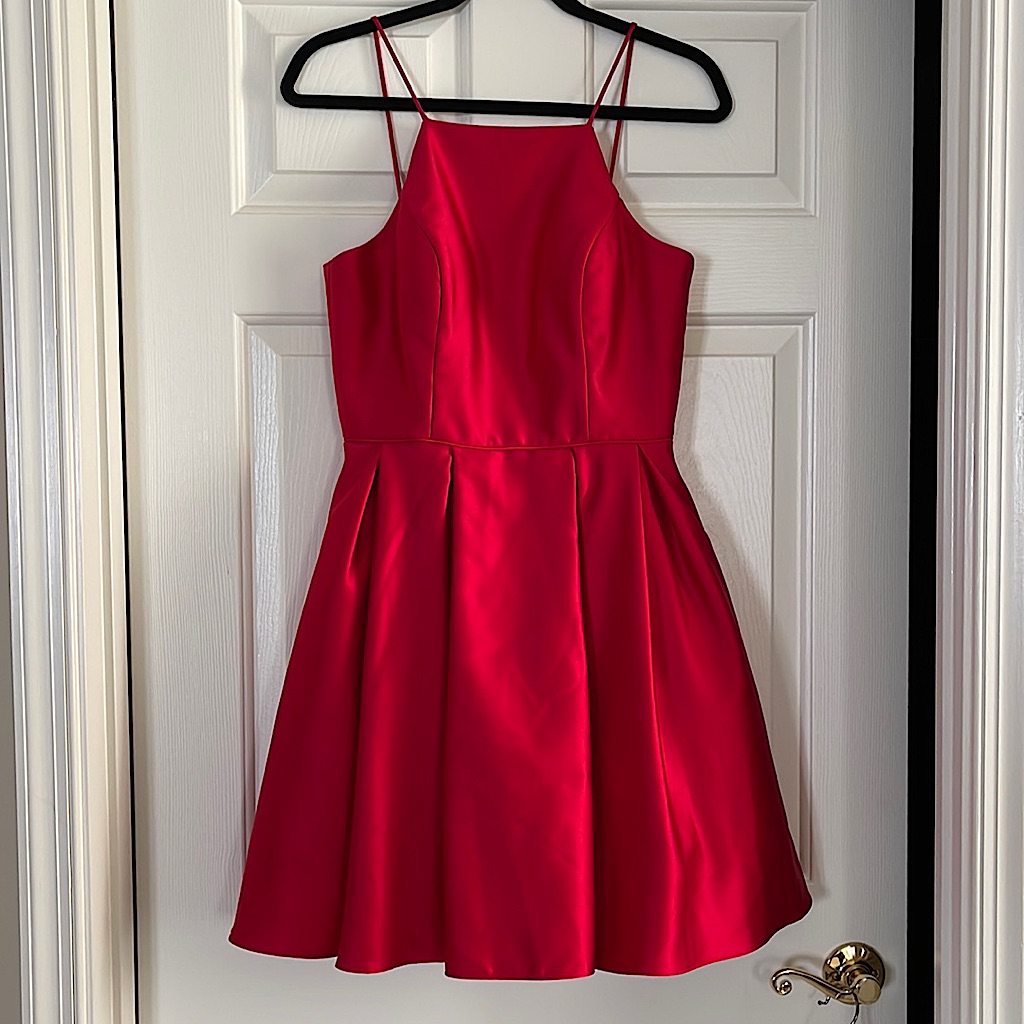 Red Fit & Flare Halter Neck Dress